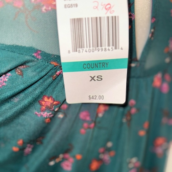 Eyeshadow Ruffle Long Sleeve Blouse Green Floral Print Blouse Size XS NWT - Picture 9 of 9